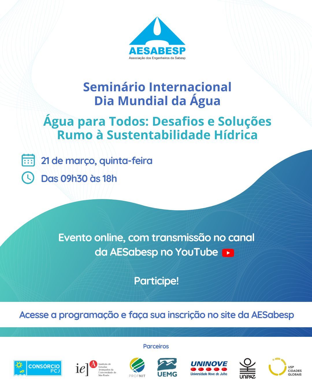 Evento reunirá especialistas internacionais em celebração ao Dia Mundial da Água