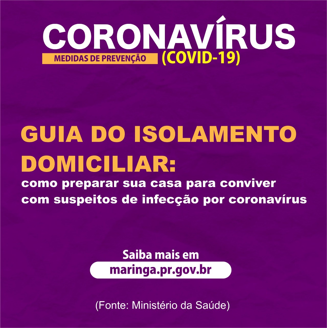O Ministério da Saúde recomenda que pessoas com sintomas de coronavírus (covid-19) devem se isolar em suas casas