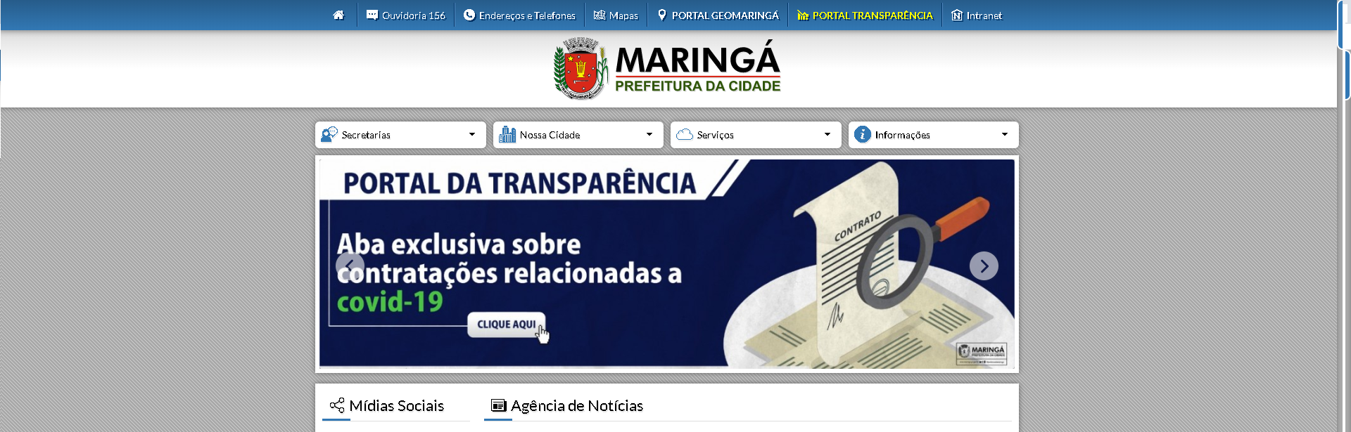 Maringá: Portal da Transparência tem uma aba exclusiva para a covid-19