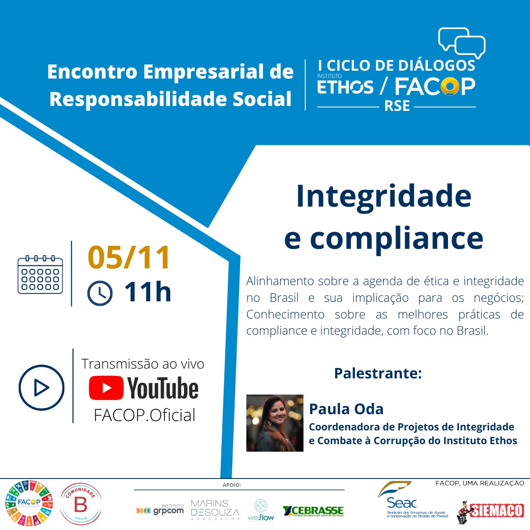 Ciclo de Diálogos Ethos-Facop levanta debate sobre integridade e compliance