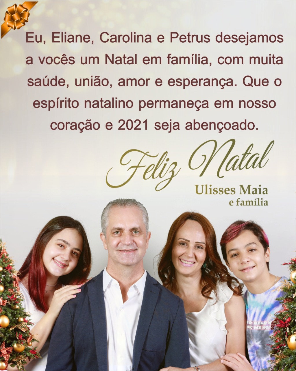 O prefeito de Maringá, Ulisses Maia e família, desejam um Natal de esperança e solidariedade