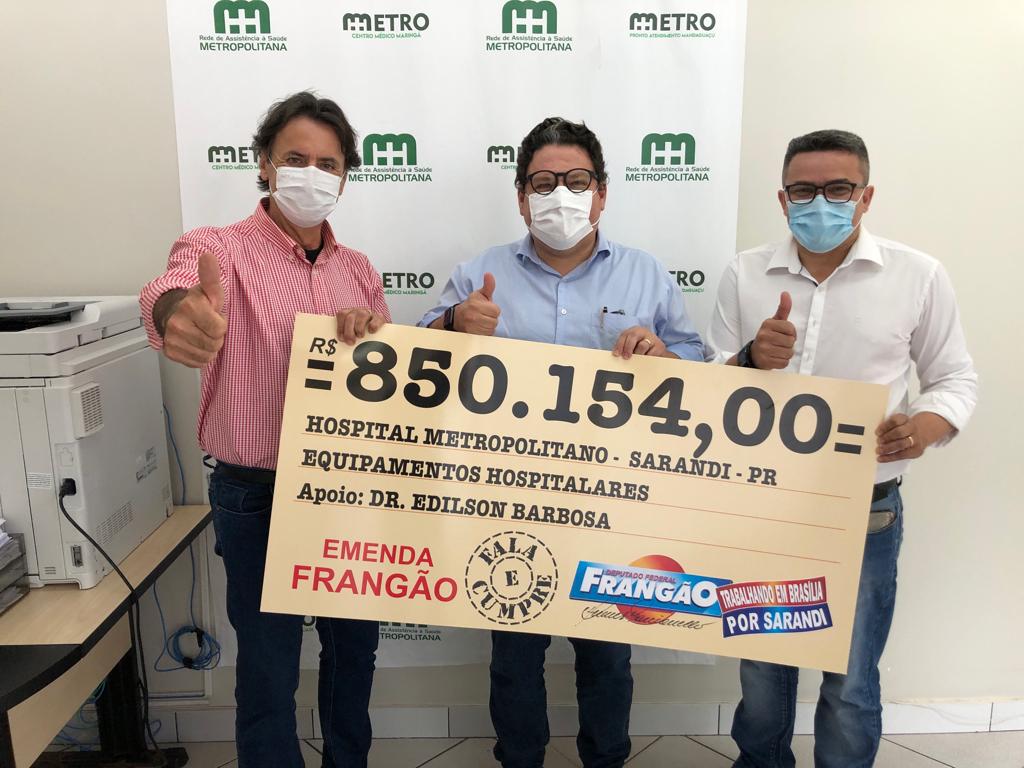 Dr. Edilson Barbosa pediu e o deputado federal Frangão liberou  R$850.000,00 ao Hospital Metropolitano
