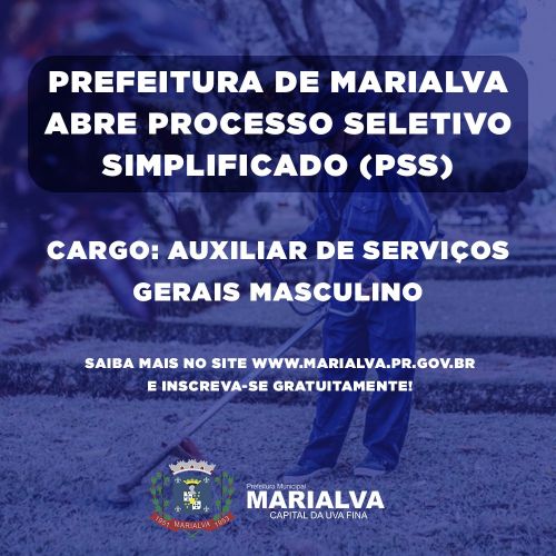 Prefeitura de Marialva abre Processo Seletivo Simplificado para Serviços Gerais Masculino
