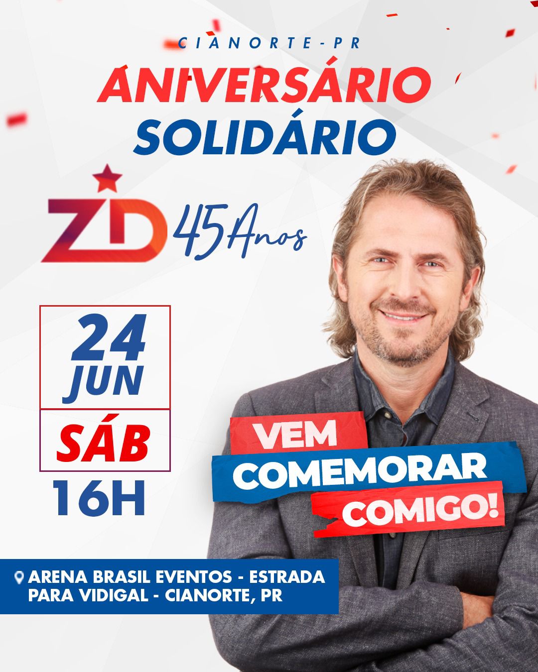 Cianorte e região irão comemorar aniversário solidário de Zeca Dirceu