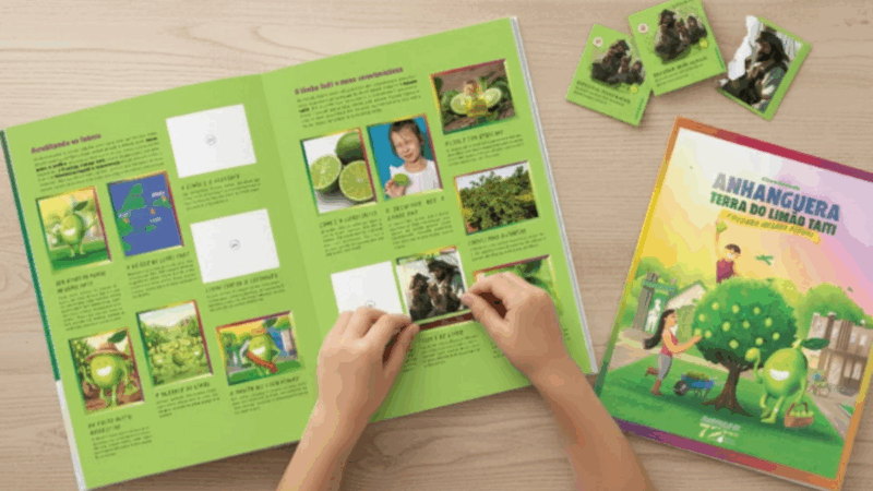 Álbum de figurinhas ensina história do Limão Taiti em Anhanguera-GO