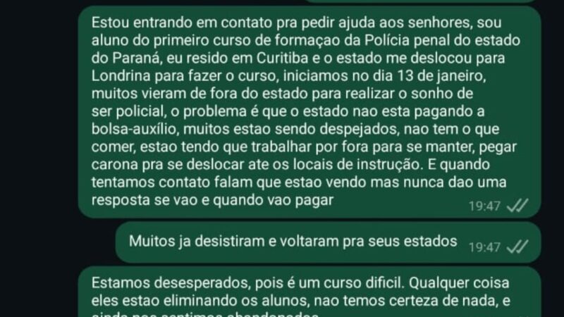 É urgente Ratinho: Alunos do curso para Polícia Penal do Paraná enfrentam dificuldades financeiras e até despejos