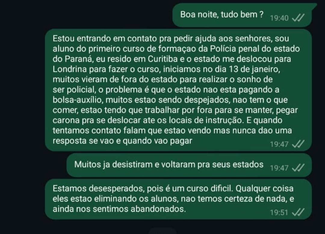 É urgente Ratinho: Alunos do curso para Polícia Penal do Paraná enfrentam dificuldades financeiras e até despejos