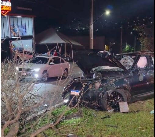 Land Rover atinge Fox, arranca árvore e capota em avenida de Maringá