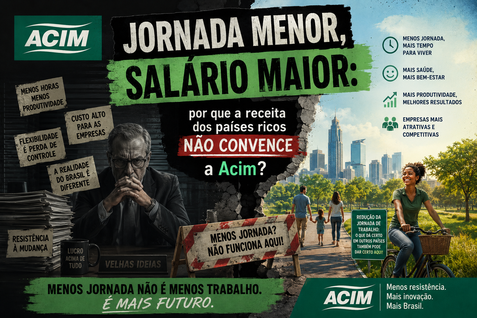 Jornada menor, salário maior: por que a receita dos países ricos não convence a Acim?