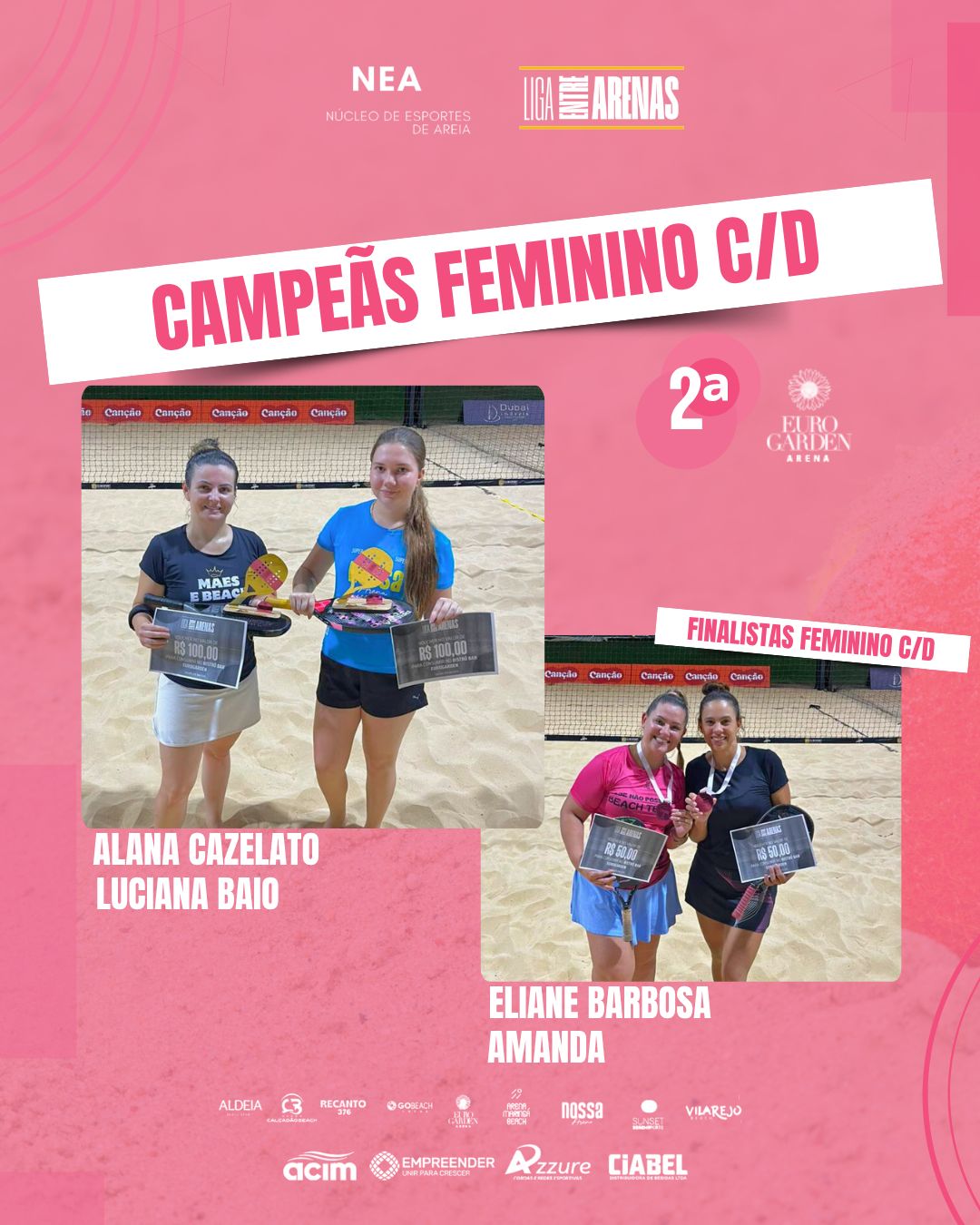 CAMPEÃS FEMININO C/D – 2ª ETAPA DA LIGA ENTRE ARENAS BRILHAM NA EURO GARDEN ARENA!