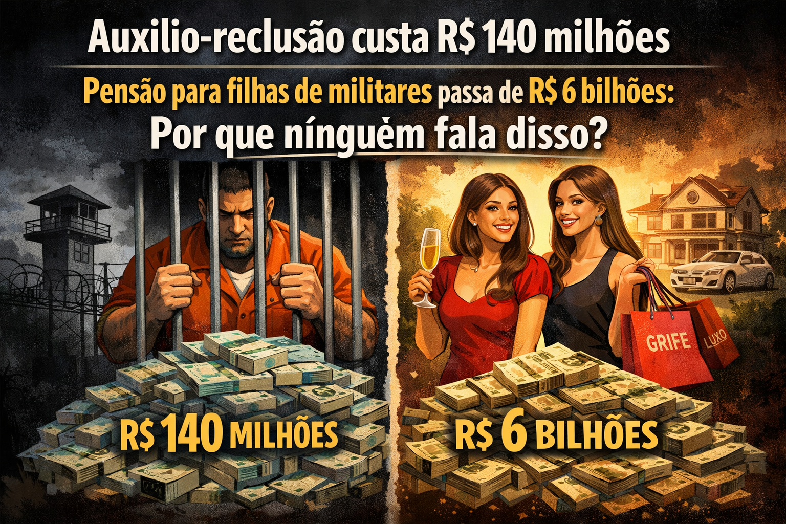 Auxílio-reclusão custa R$ 140 milhões. Pensão para filhas de militares passa de R$ 6 bilhões: por que ninguém fala disso?