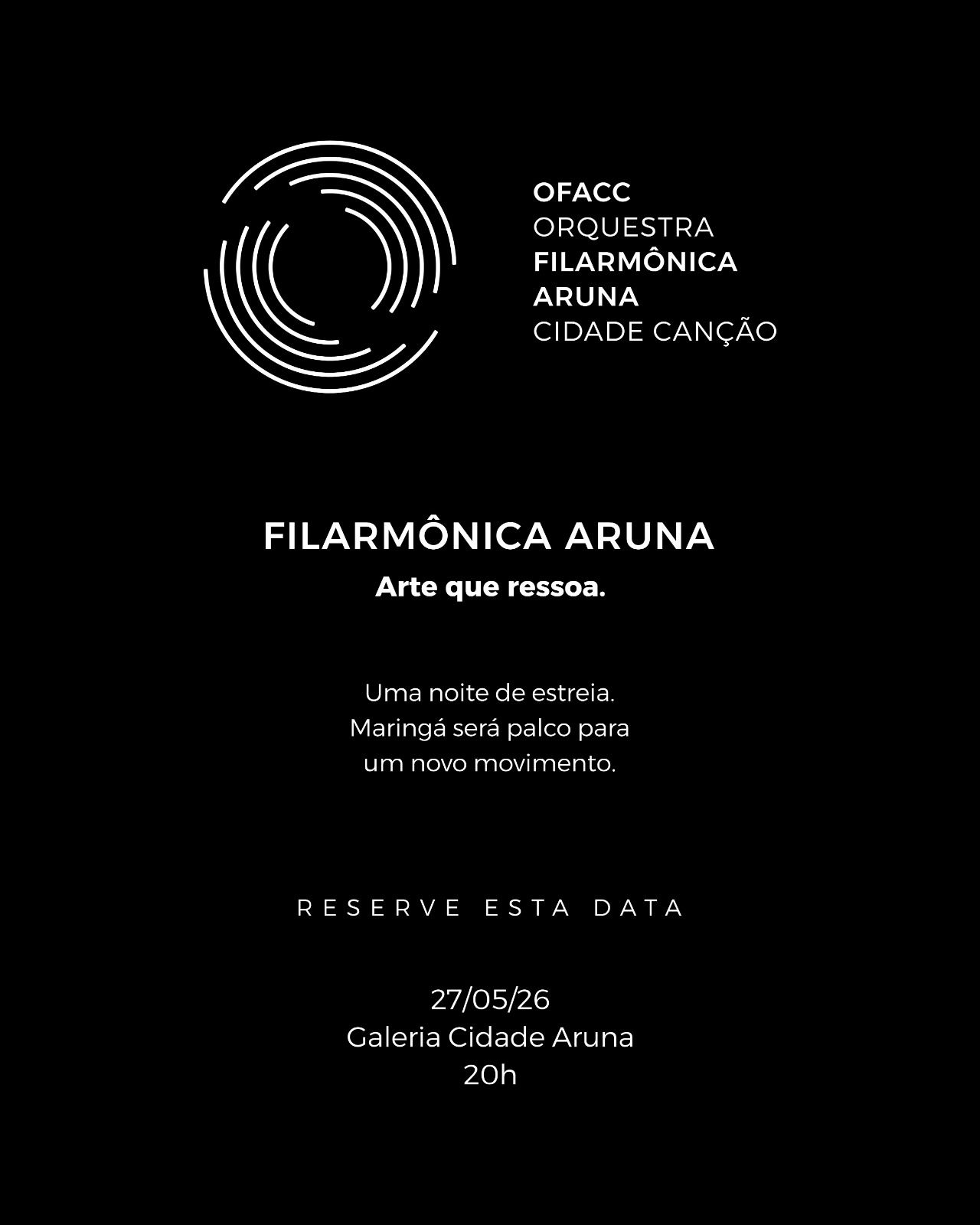Filarmônica Aruna Cidade Canção será lançada em Maringá no dia 27 de maio