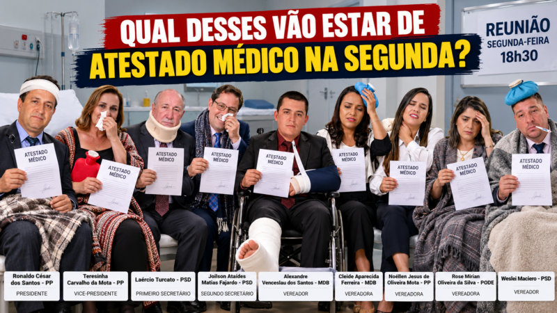 Segunda-feira é dia de reunião séria na Câmara de Santo Inácio. Será que vai faltar vereador ou já tem alguém com dor de barriga?