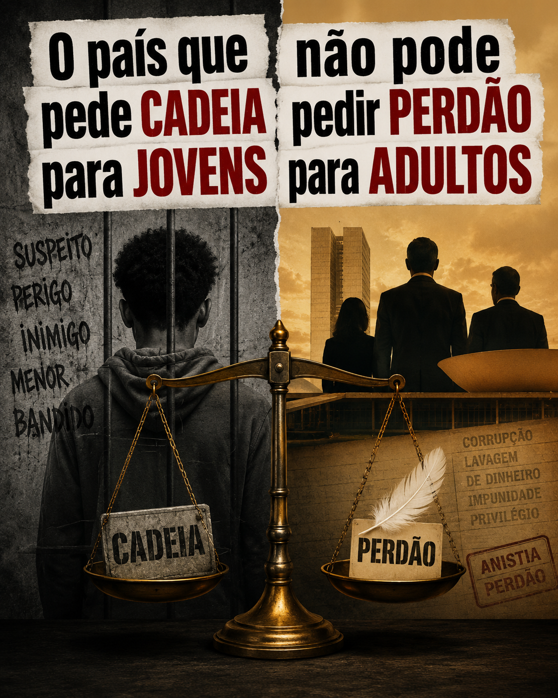 O país que pede cadeia para jovens não pode pedir perdão para adultos