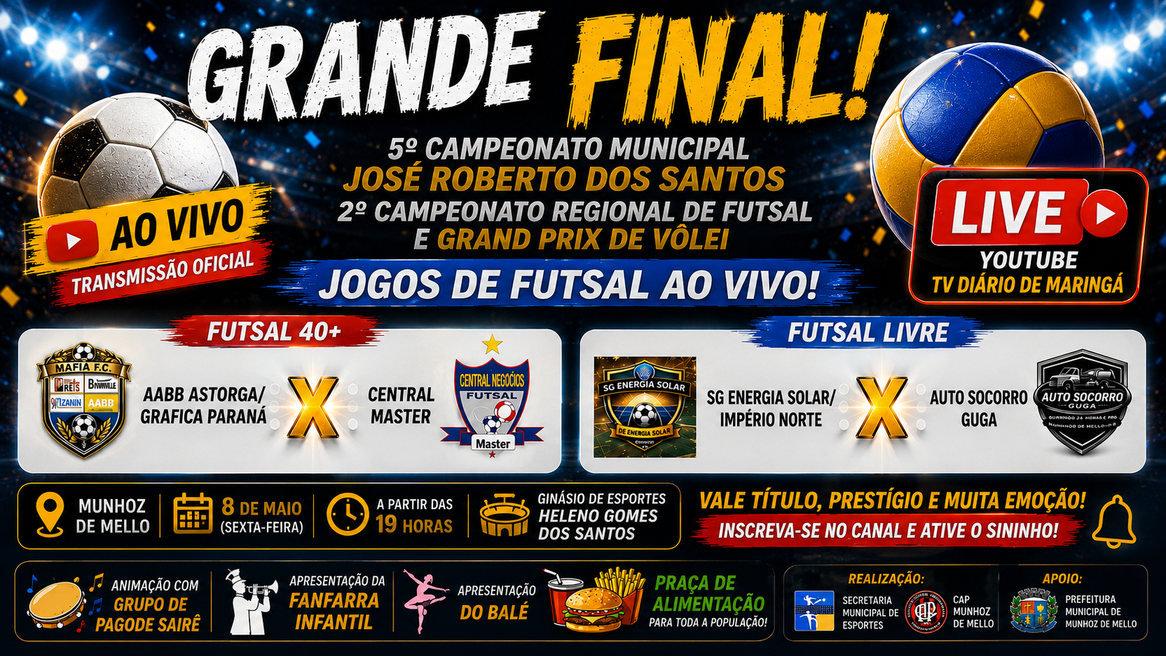Grande Final do Futsal promete emoção e casa cheia em Munhoz de Mello