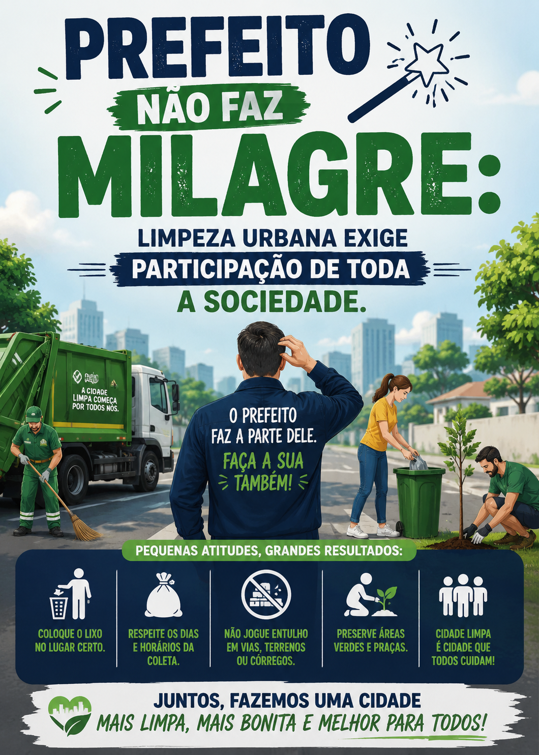 Prefeito não faz milagre: limpeza urbana exige participação de toda a sociedade