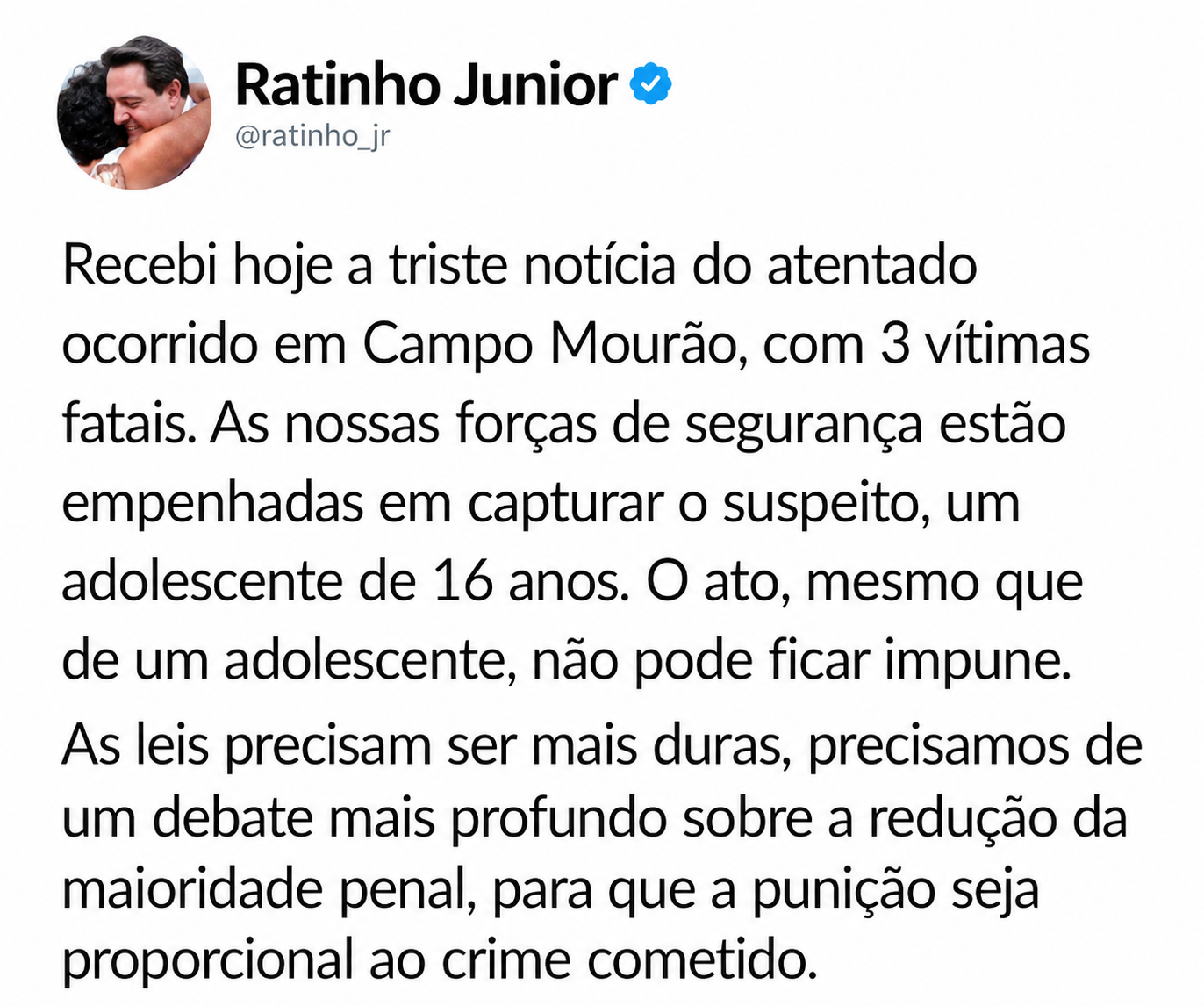 Maioridade penal: cortina de fumaça para esconder o déficit de vagas nos presídios do Paraná, Ratinho Junior?