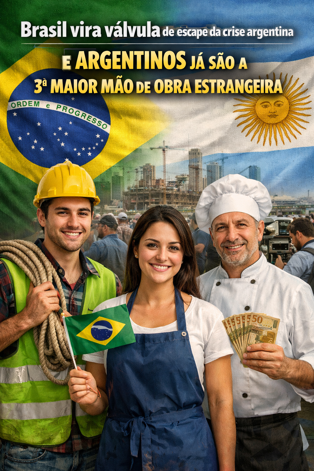 Com Milei, argentinos já são a 3ª maior imigração no mercado de trabalho do Brasil, atrás apenas de venezuelanos e haitianos.