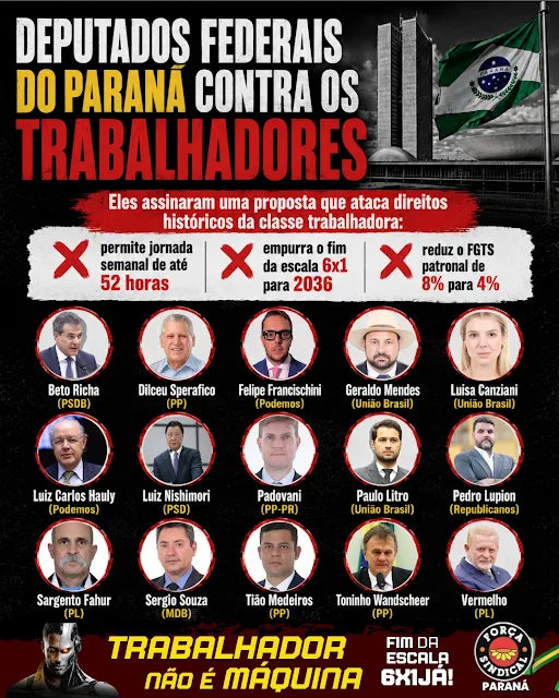 Deputados do Paraná são acusados de atacar direitos trabalhistas