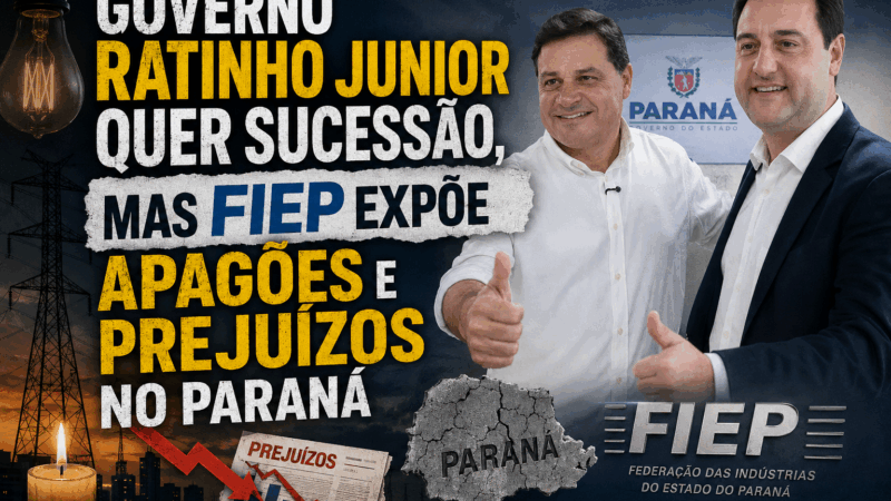Governo Ratinho Junior quer sucessão, mas Fiep expõe apagões e prejuízos no Paraná
