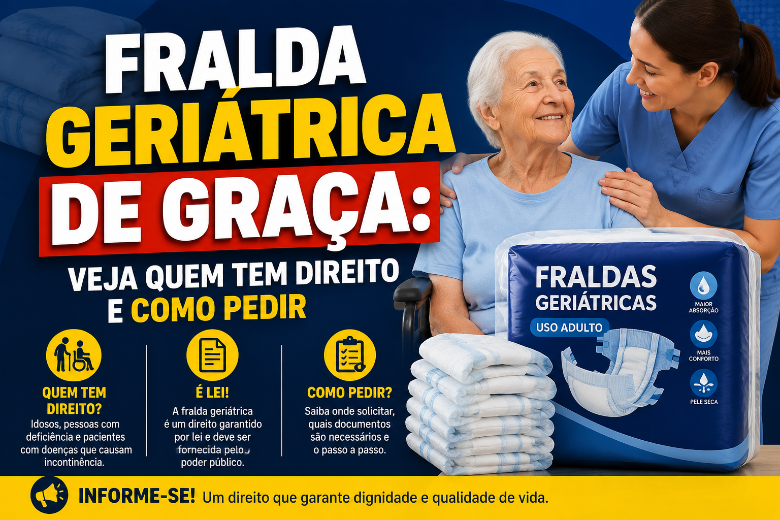 Fralda geriátrica de graça: veja quem tem direito e como pedir