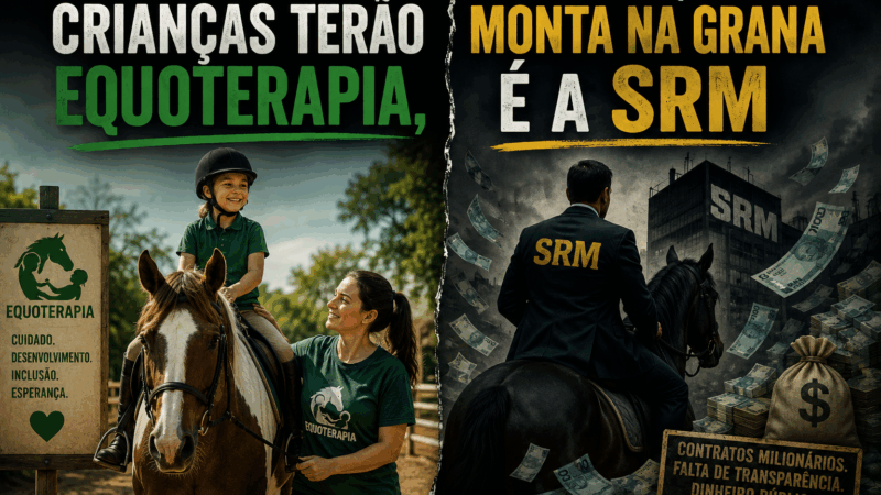Se de um lado crianças terão equoterapia, do outro quem monta na grana é a SRM