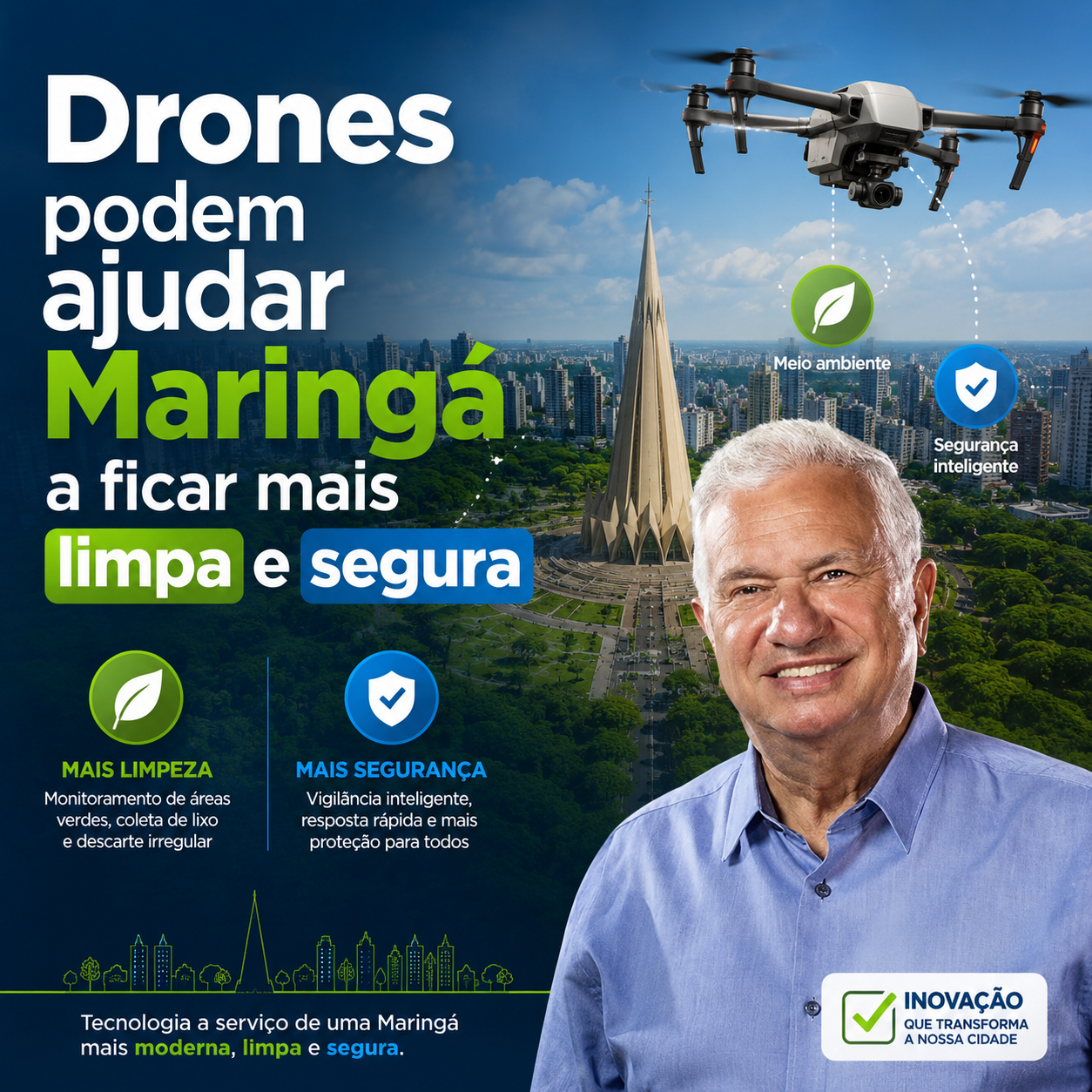 Drones podem ajudar Maringá a ficar mais limpa e segura