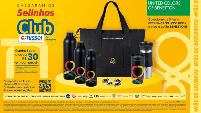 Campanha Selinhos Club Nissei traz brindes exclusivos da linha Black Benetton para clientes fidelizados