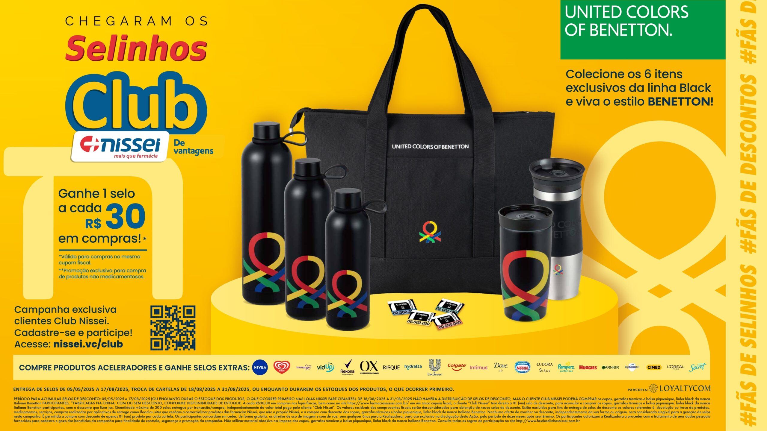 Campanha Selinhos Club Nissei traz brindes exclusivos da linha Black Benetton para clientes fidelizados