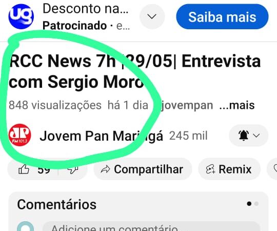 Nem Sergio Moro deu audiência no youtube da Jovem Pan Maringá?