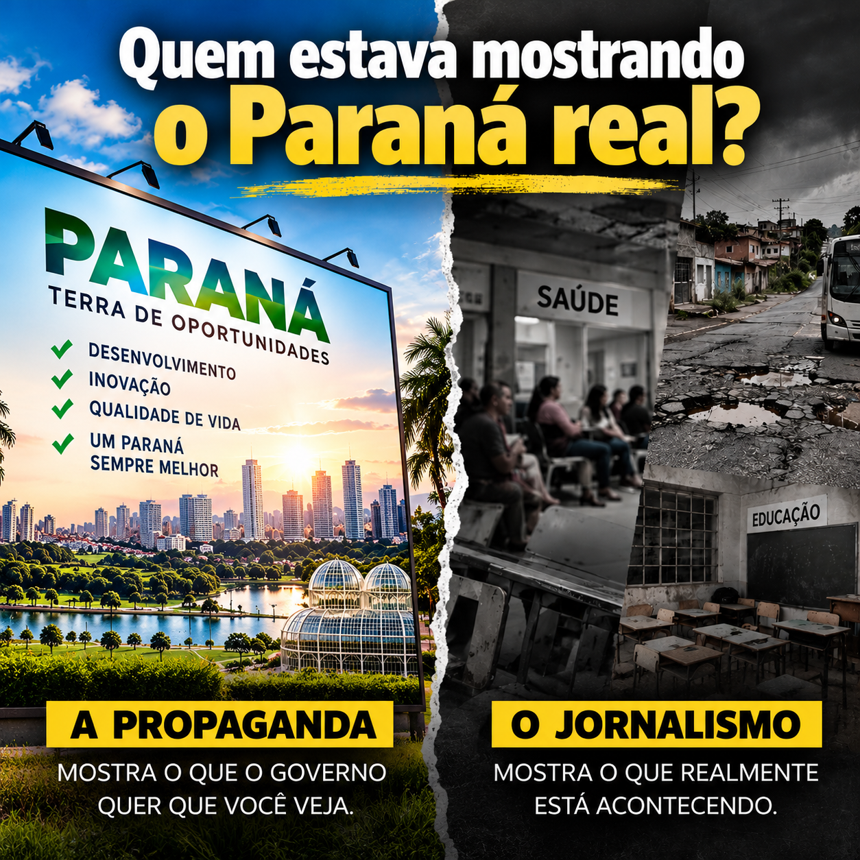Quem estava mostrando o Paraná real? A diferença entre a propaganda e o jornalismo