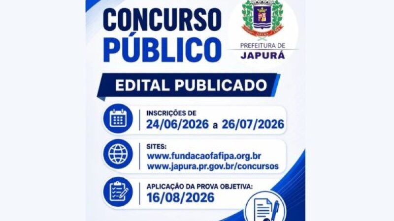Prefeitura de Japurá abre concurso com salários de até R$ 26,7 mi