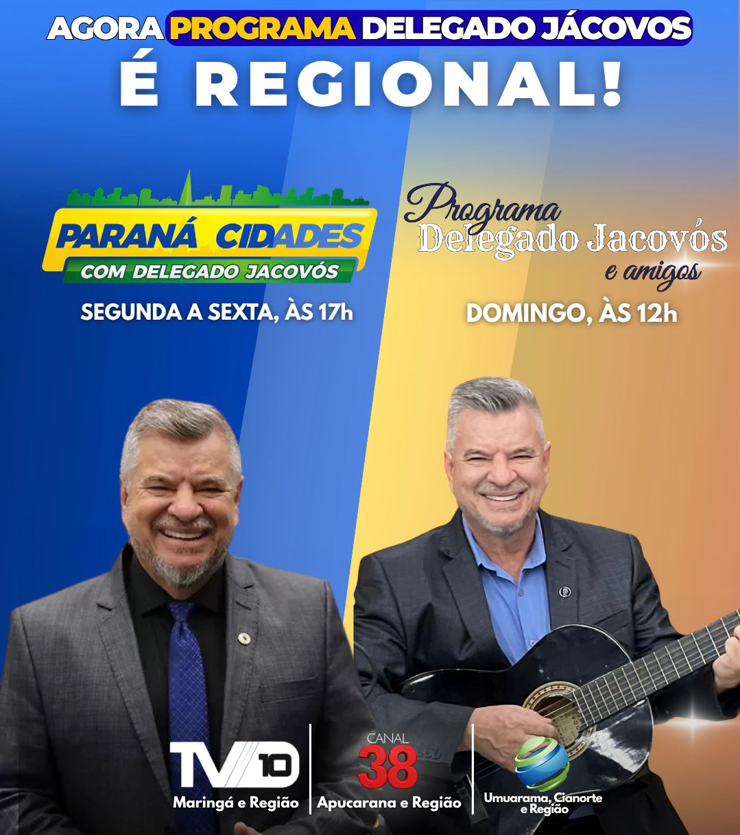 Programação do Canal 10 de Maringá volta com rede ampliada e com participação do Delegado Jacovós