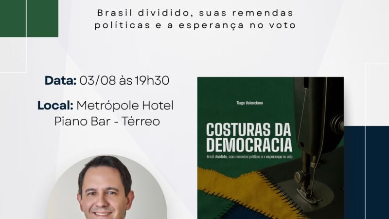 Tiago Valenciano lança em Maringá livro sobre democracia, polarização e eleições de 2026