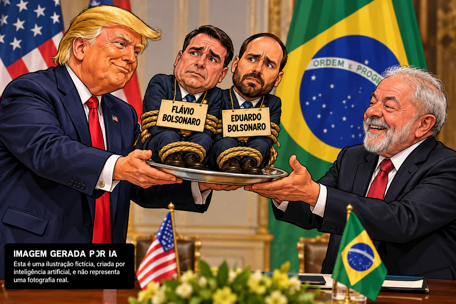 Trump ajudou Flávio Bolsonaro a fugir, mas poderá entregar os irmãos Bolsonaro em troca de vantagens para os Estados Unidos?