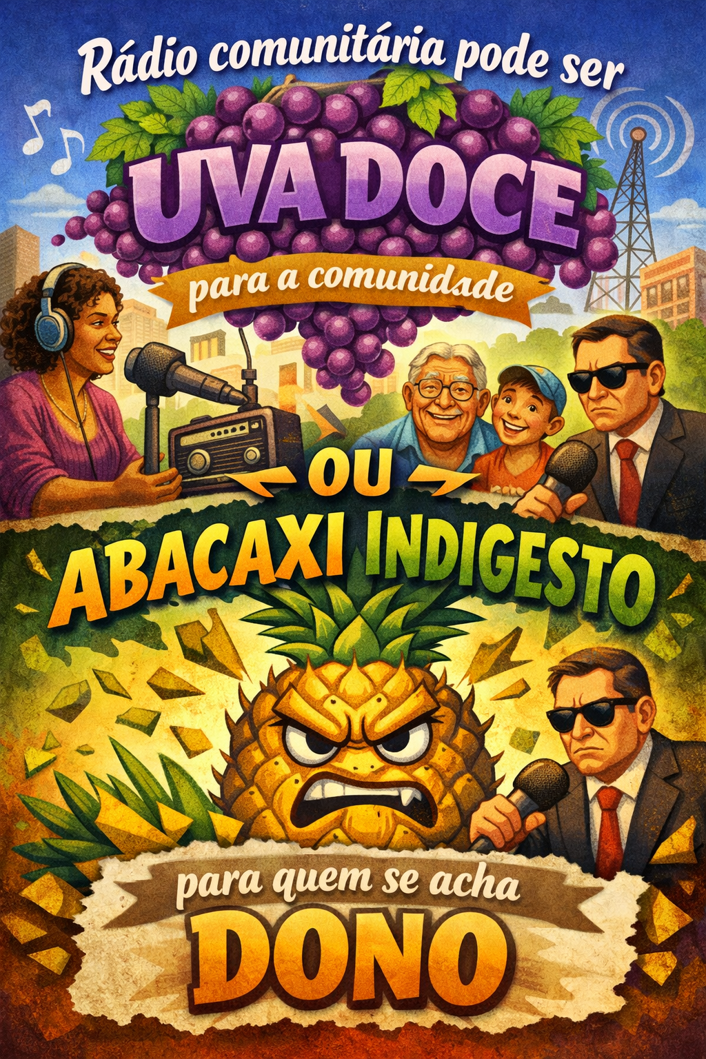 Rádio comunitária pode ser uva doce para a comunidade ou abacaxi indigesto para quem se acha dono