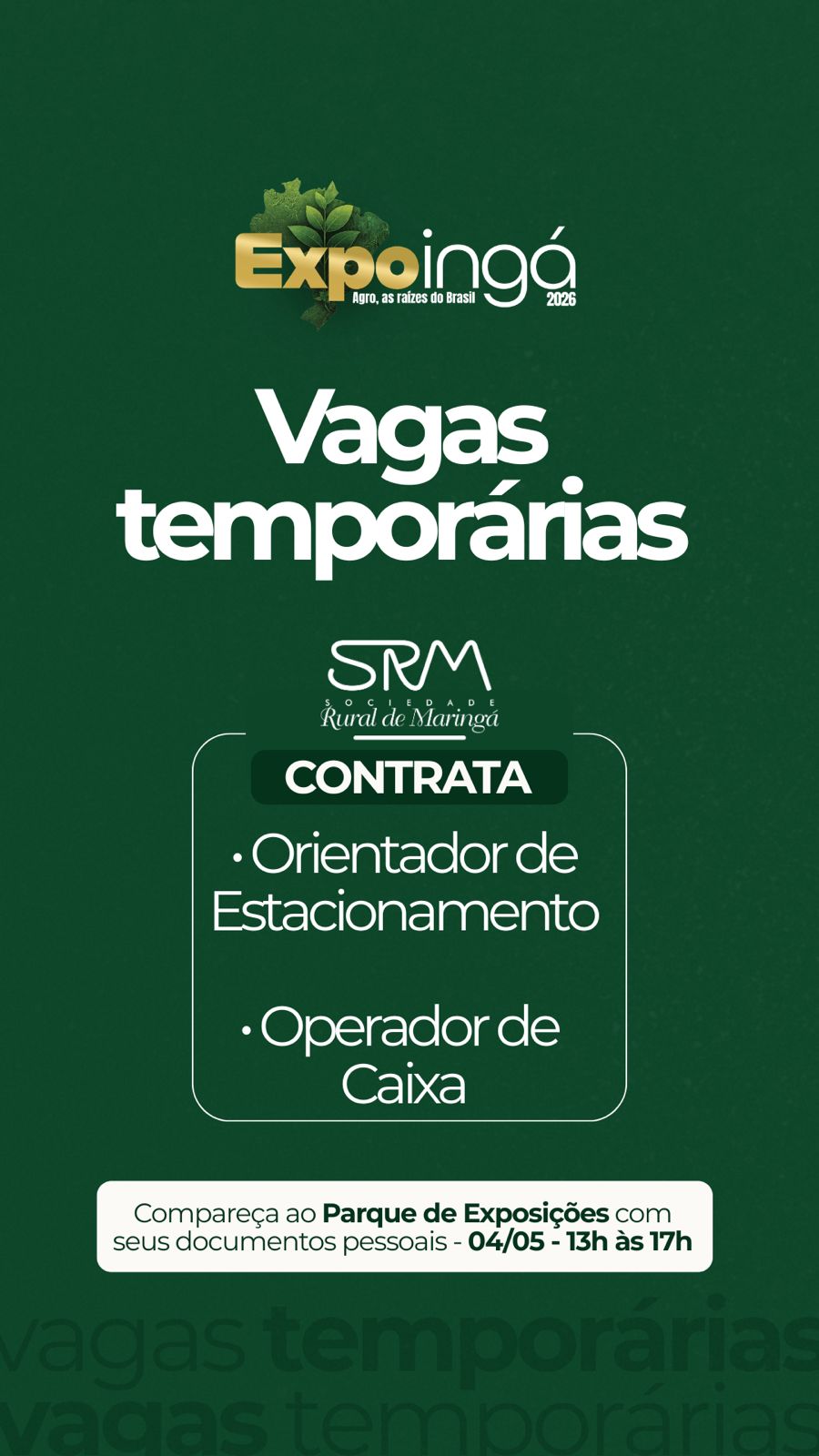 Quer trabalhar já? Expoingá oferece contratação direta em Maringá