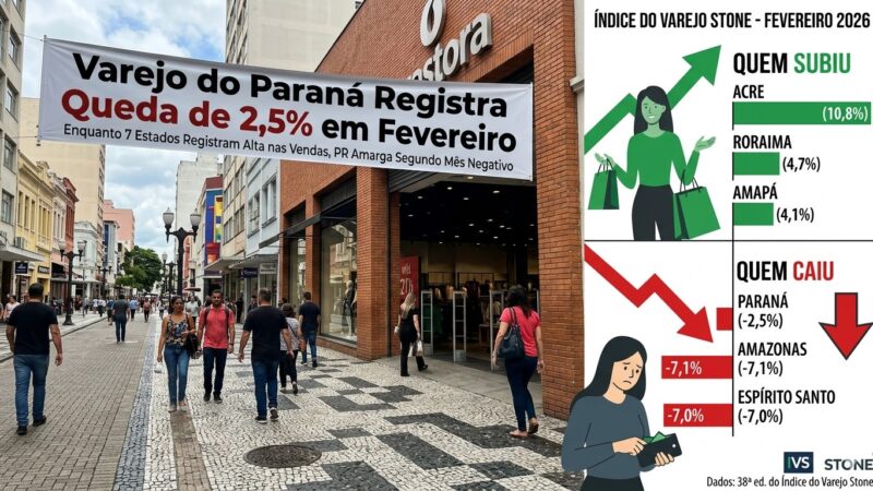 Acre celebra alta de 10%, mas Varejo do Paraná amarga segunda queda seguida em 2026.