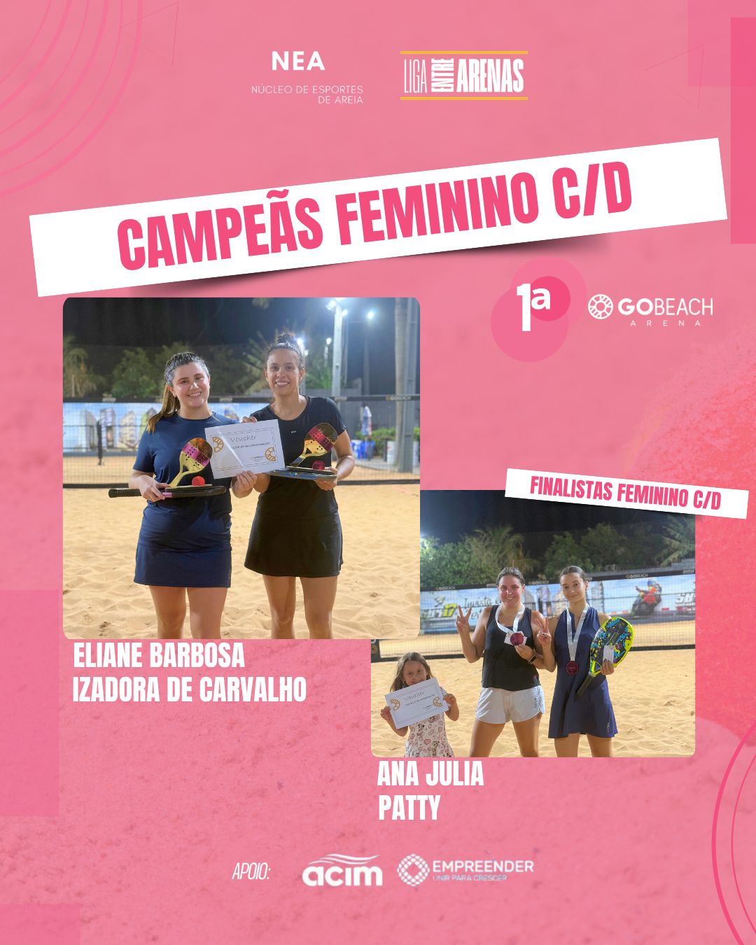 Eliane Barbosa e Izadora de Carvalho conquistam título na 1ª etapa da Liga Entre Arenas de beach tennis
