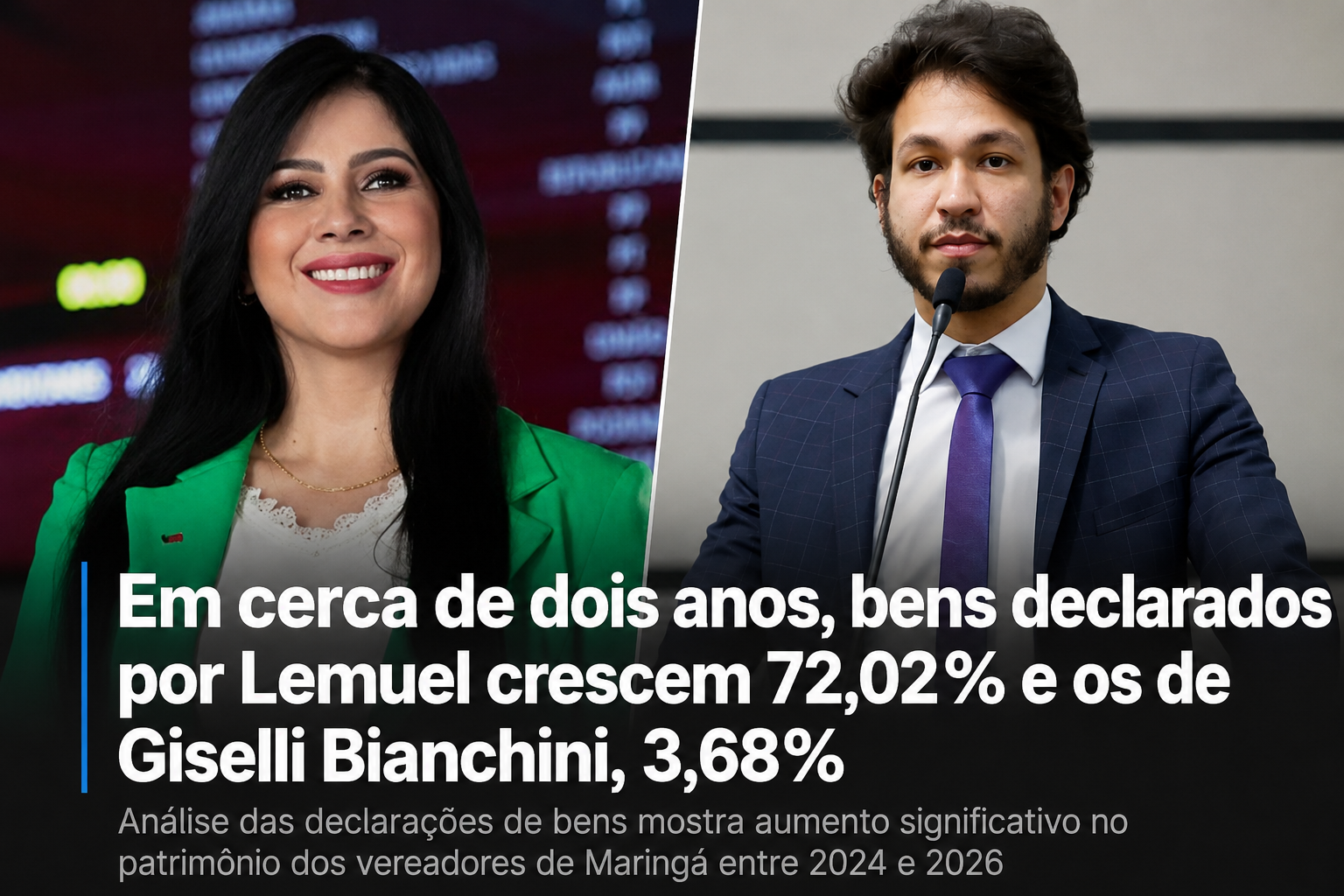 Em cerca de dois anos, bens declarados por Lemuel crescem 72,02% e os de Giselli Bianchini, 3,68%