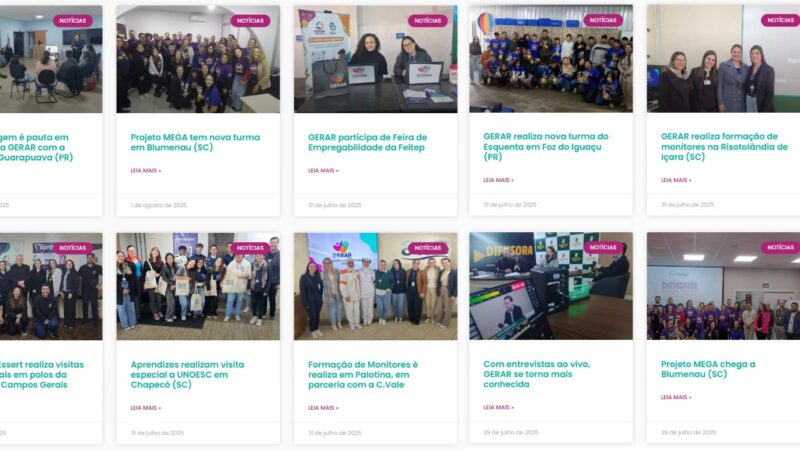 GERAR conquista a marca de 800 matérias publicadas em seu site oficial