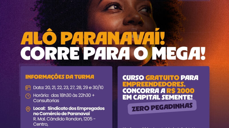 Curso gratuito em Paranavaí oferece capital semente de R$ 2 mil para quatro empreendedores