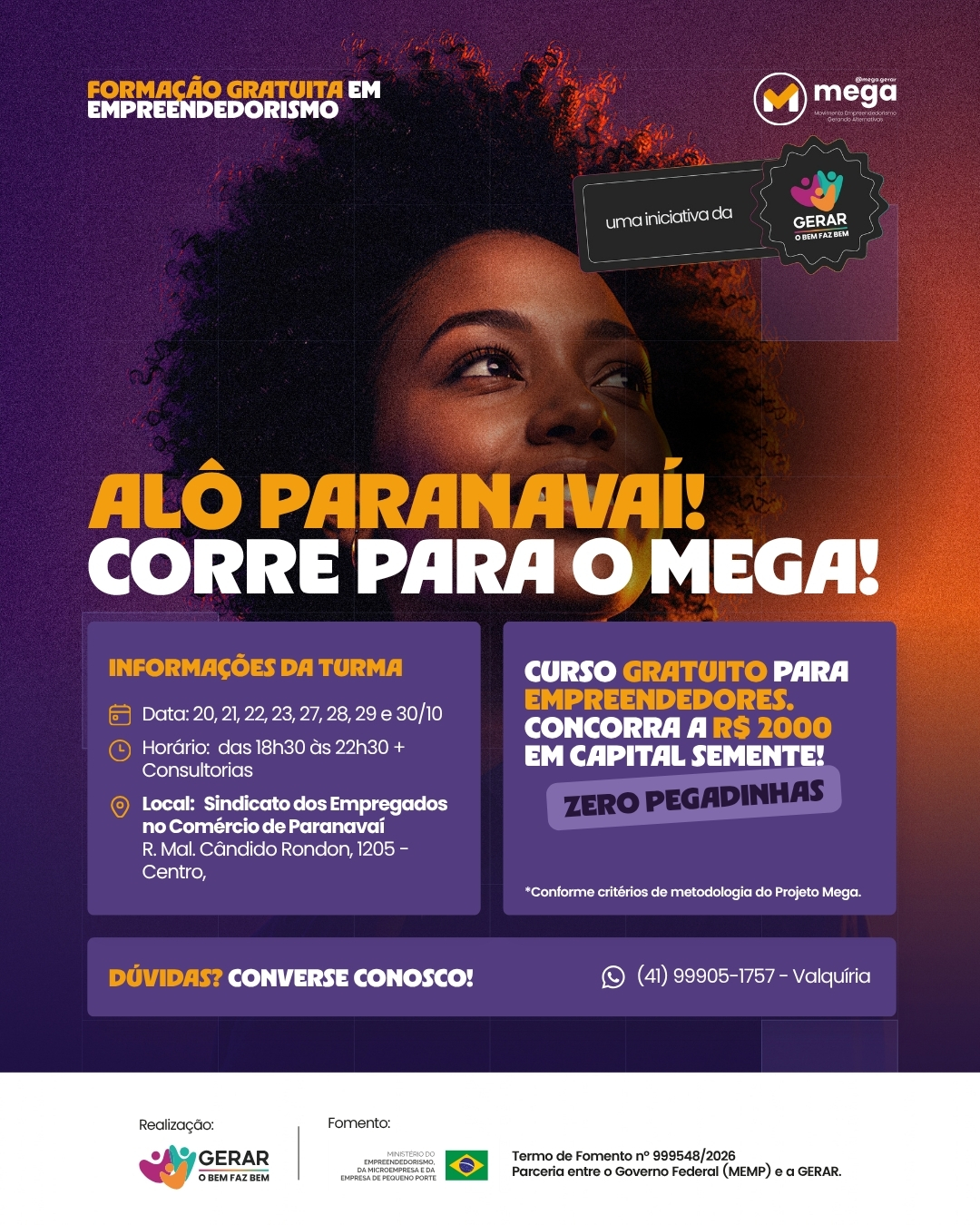 Curso gratuito em Paranavaí oferece capital semente de R$ 2 mil para quatro empreendedores