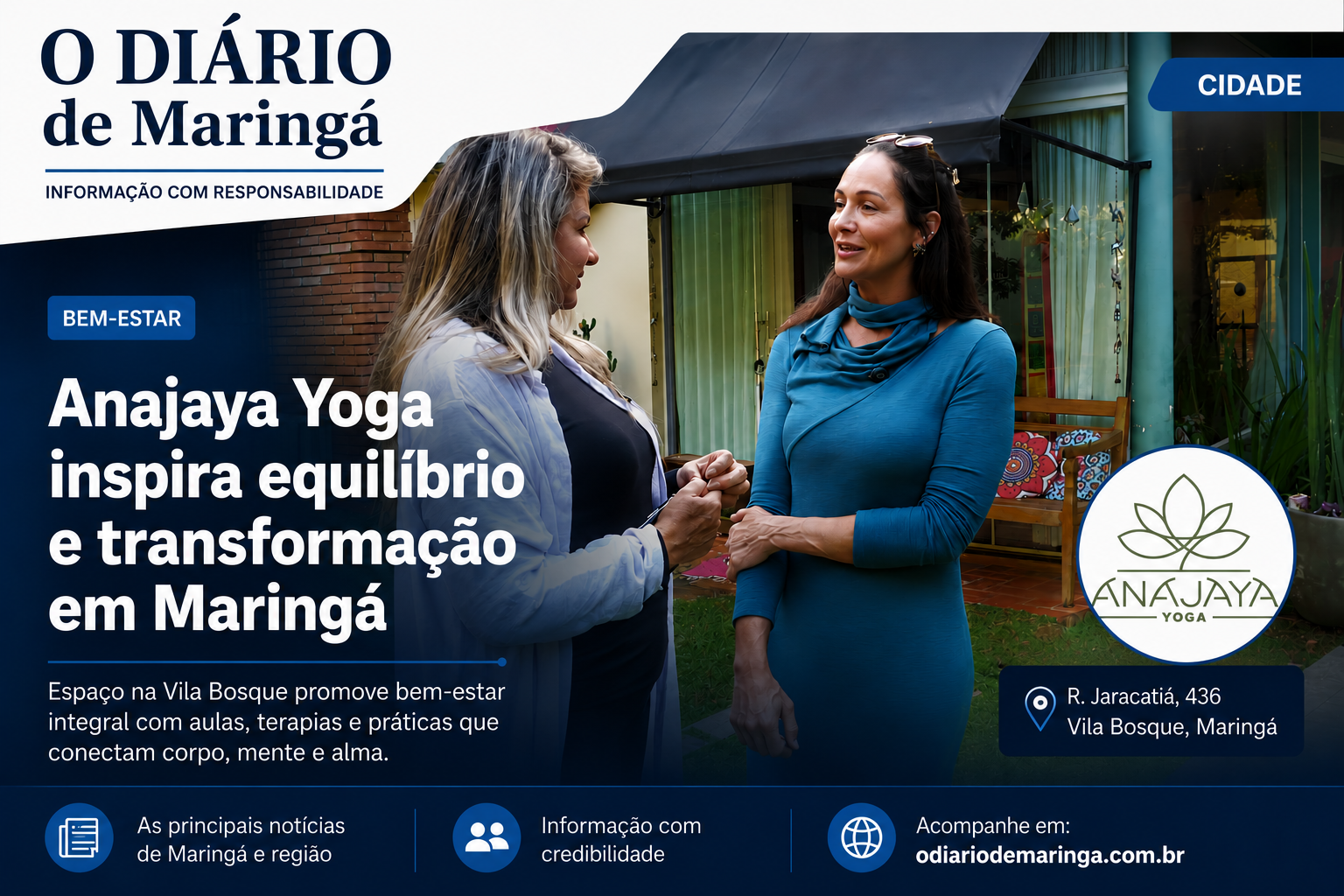 Cristina Calixto visita Anajaya Yoga e destaca importância do bem-estar em Maringá