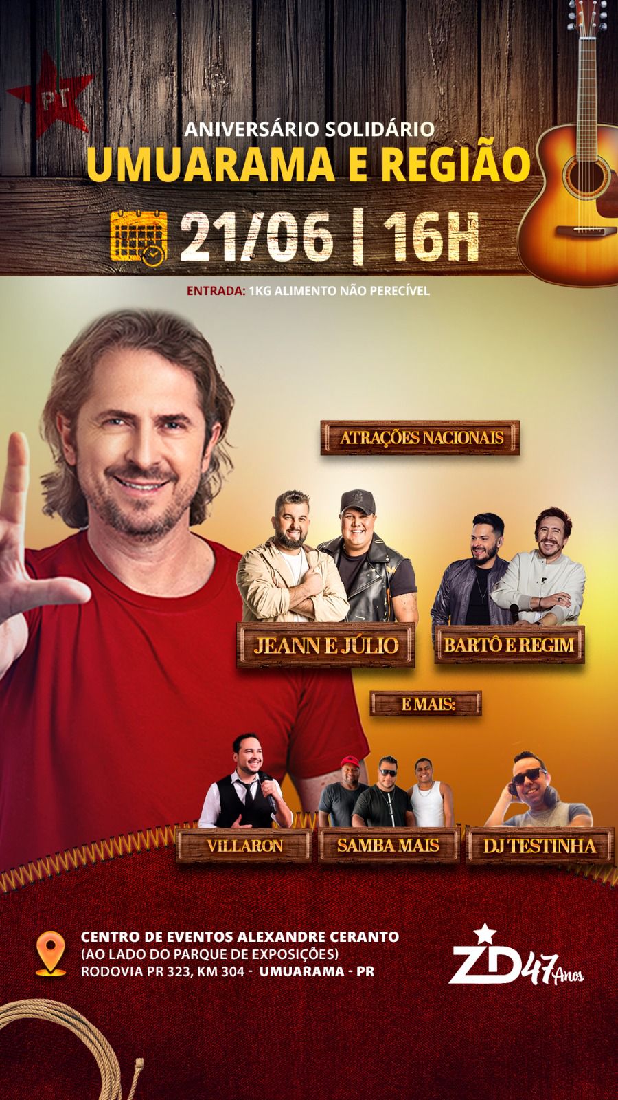 Festa de Zeca Dirceu reúne música, solidariedade e milhares de pessoas neste sábado (21)