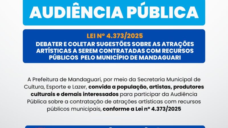 Mandaguari realiza audiência pública para ouvir população sobre atrações artísticas pagas com recursos públicos