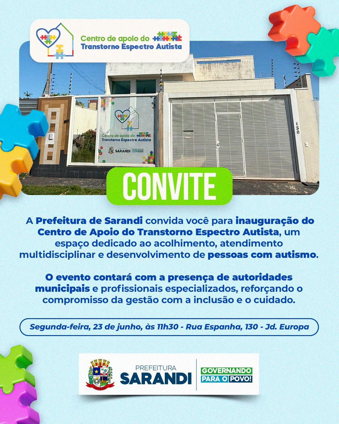 Gestão De Paula inaugura Centro de Apoio ao Transtorno do Espectro Autista (TEA) em Sarandi