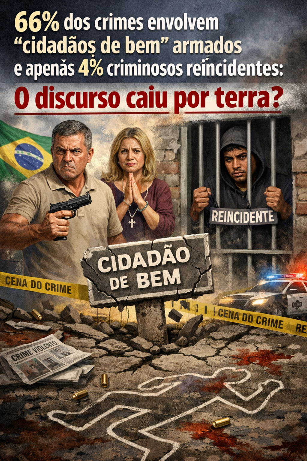 66% dos crimes envolvem “cidadãos de bem” armados e apenas 4% criminosos reincidentes: o discurso caiu por terra?