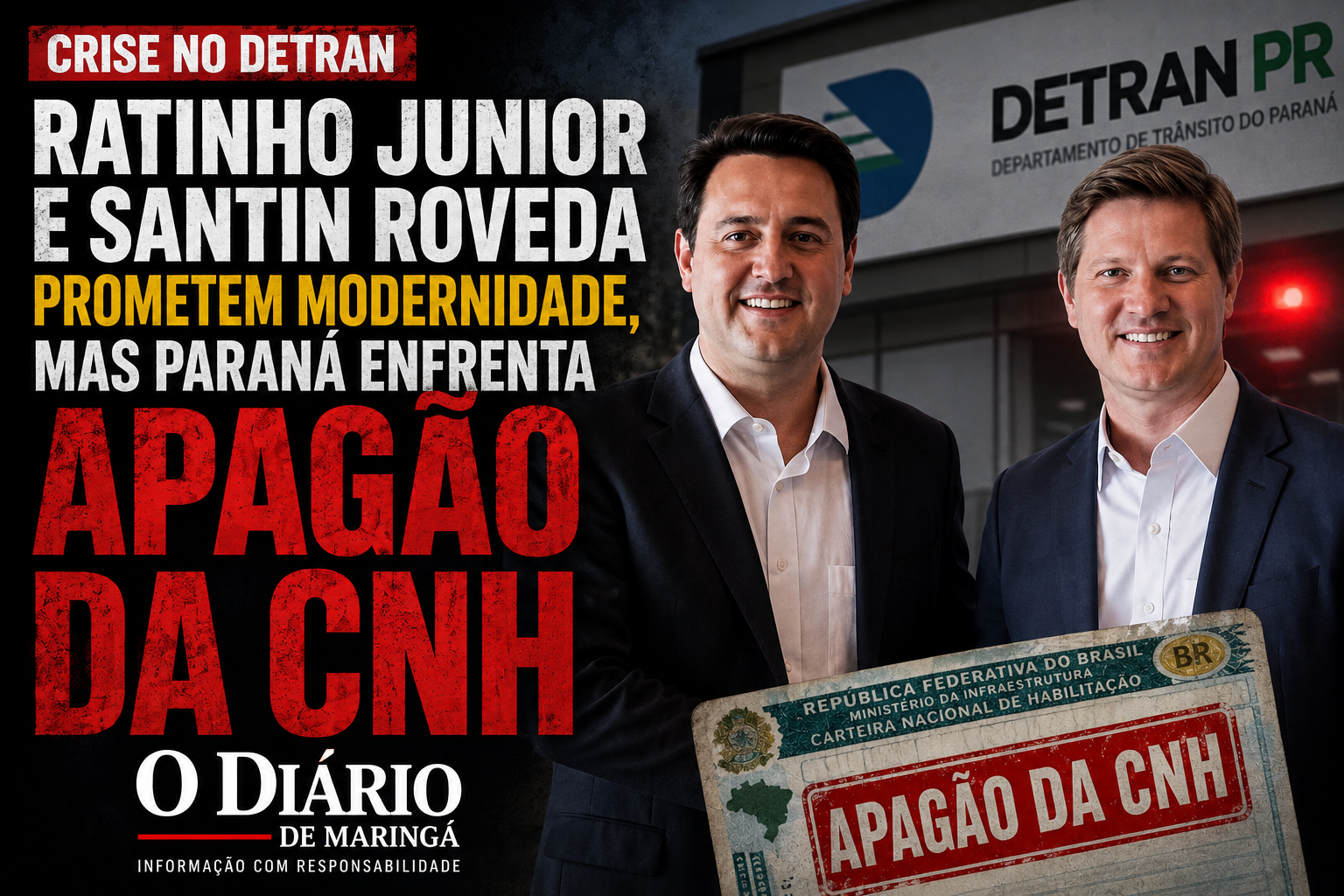 Ratinho Junior e Santin Roveda prometem modernidade, mas Paraná enfrenta apagão da CNH