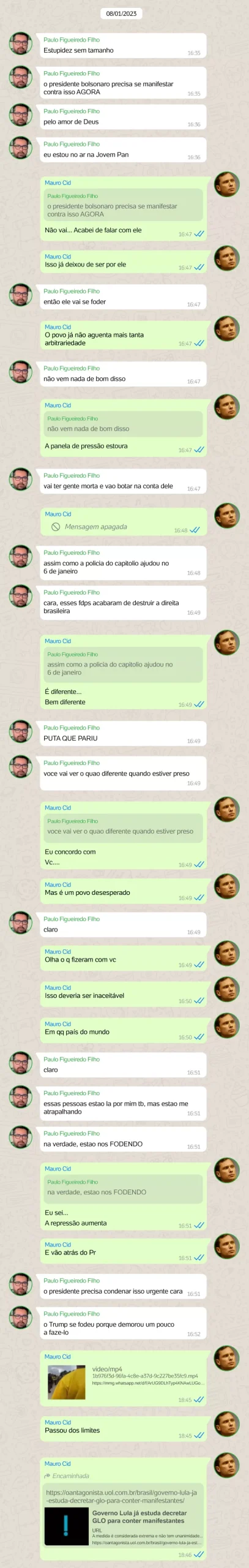Foragido, comentarista da Jovem Pan Paulo Figueiredo surge em mensagens de Mauro Cid